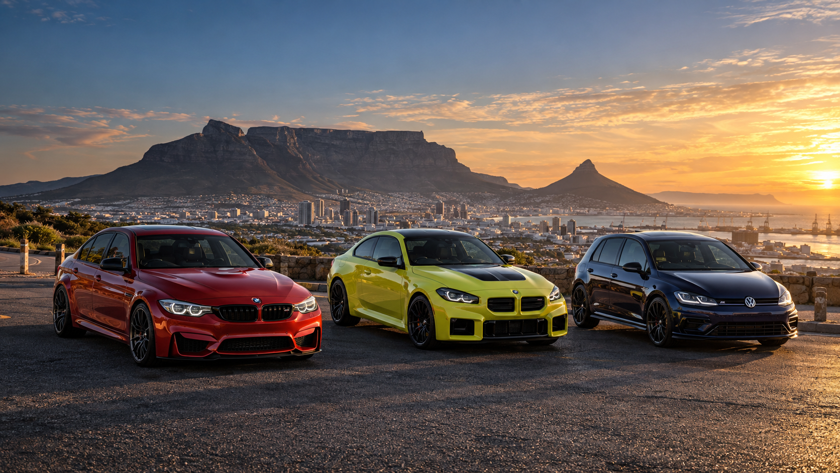 eTuners fleet — sunset Cape Town